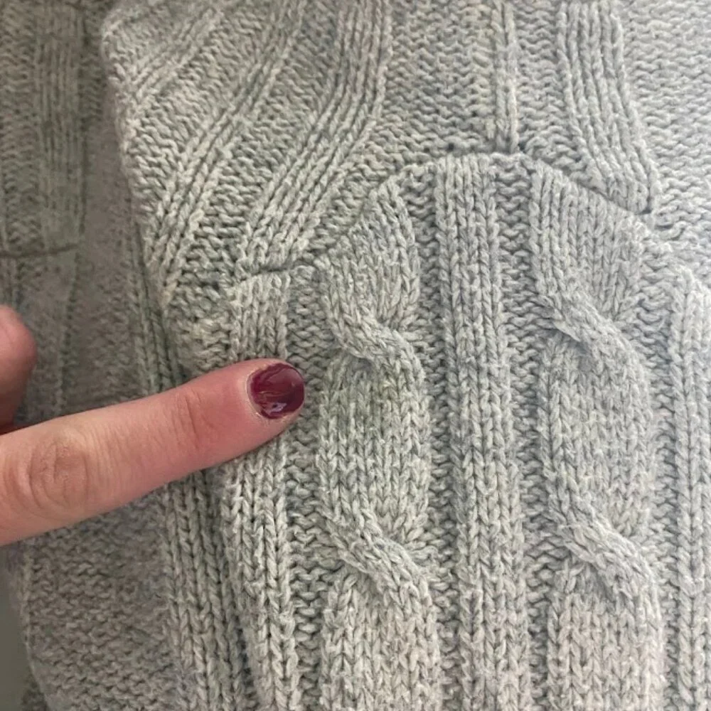 Hollister Grey Cable Knit Waterfall Cardigan Sweater